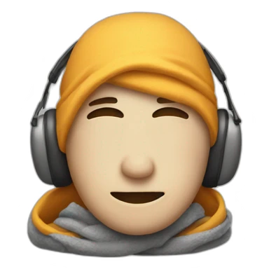 face wearing ear defenders wrapped in a blanket sticker