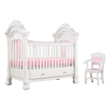 White princess crib with pink bedding  sticker
