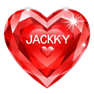 A red heart made of diamond with name Jacky sticker