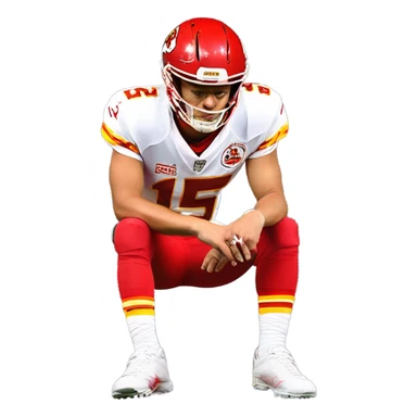 Patrick Mahomes with broken ankle sticker