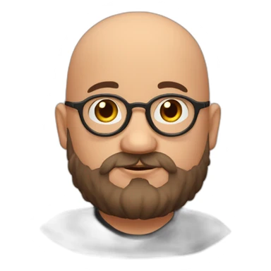 bald headed spanish guy chubby face full beard and rimless round glasses like harry potter sticker