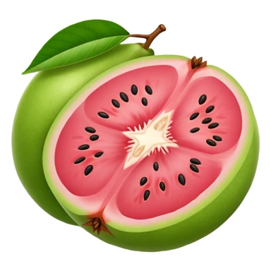 one half of a sliced guava fruit sticker