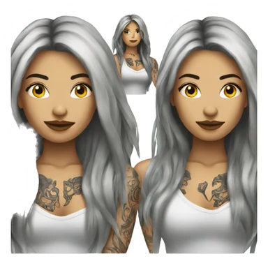 tattooed woman very attractive long hair sticker