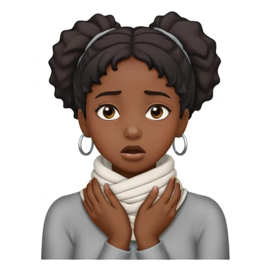 Black girl with her hands wrapped around her neck choking herself sticker