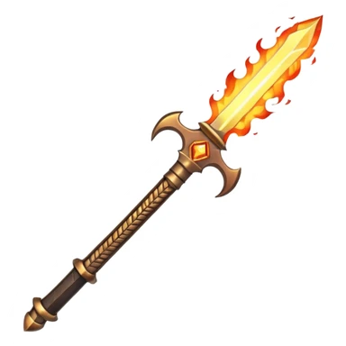 Flaming magic sword — fiery aura and sparks sticker