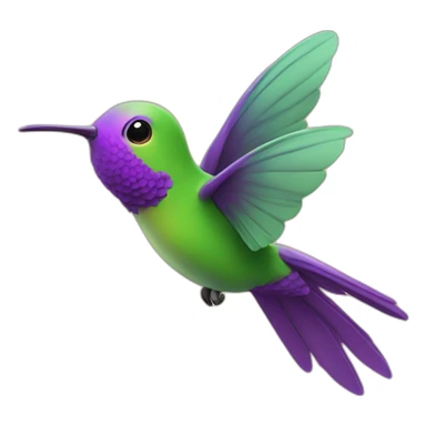 emoji de un colibrí de color verde y morado volando en un cielo color amarillo sticker