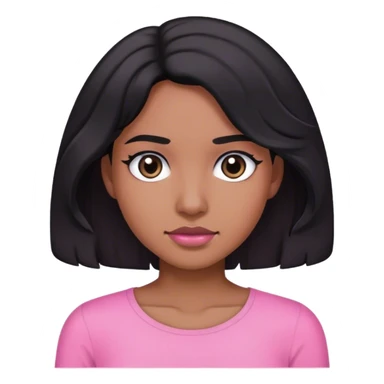 iphone emoji semi wavy black hair dark eyes pink top sticker