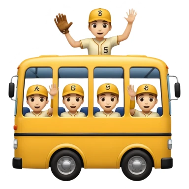 autobus de equipo llevando a egnte de basebal  y un chofer sticker