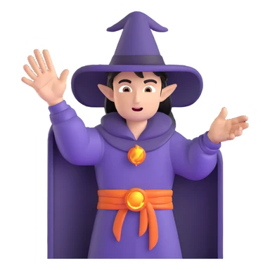 person with open palm hand toward viewer, mage casting spell, wrathful face, lightning in background sticker