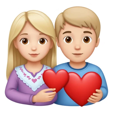 girl and boy in love with hearts between them sticker
