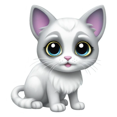 ethereal cute white and grey cat littlest pet shop lisa frank style sticker