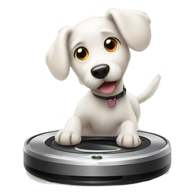 Dog spinning fast on roomba sticker