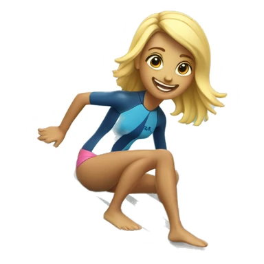 surfer girl on surfboard with wave sticker