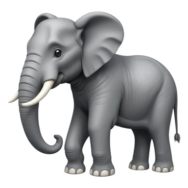 A giant 3D cartoon elephant in side view, towering and muscular, long tusks forward, thick textured skin, dust swirling around, strong sunlight and dramatic shadows, Memoji-style but intense and powerful. sticker