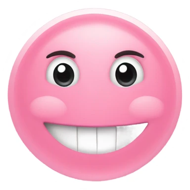 pink circle emoji, flushed cheeks, looking up with a cheeky, embarrassed expression and smile, long eyelashes sticker