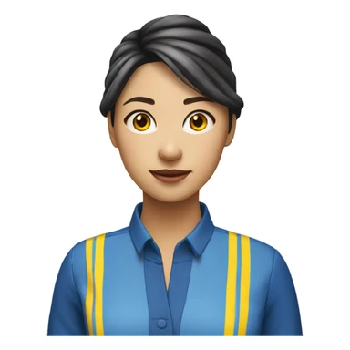 Ikea coworker in yellow and blue stripe uniform asian woman hair tied  sticker
