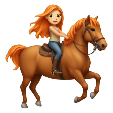 Tan girl with long orange hair riding a horse sticker