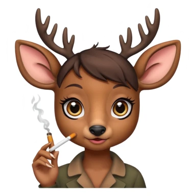 Cute female deer with cigarette with a bow bigger eyes bigger eyeliner and eyelash dont make it look human sticker