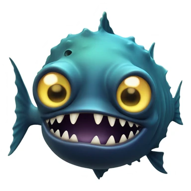 Anglerfish with glowing lure, sharp teeth, and big eyes. sticker