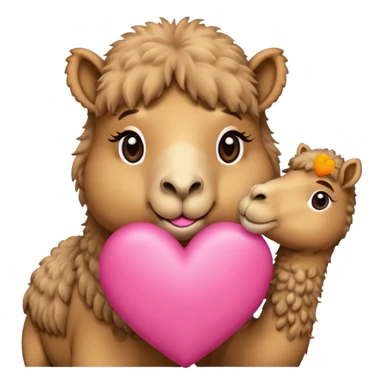 cute camel in pink heart sending kiss sticker