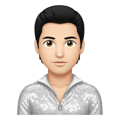 Danny Wood from NKOTB with black hair, white sequin outfit sticker