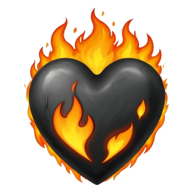 Black heart on fire sticker