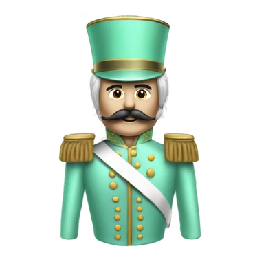 Realistic full length Hipanic pastel mint green nutcracker soldier. With mo mustache and longer hair  sticker
