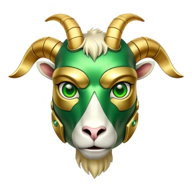 A  golden terminator Goat with green eyes sticker