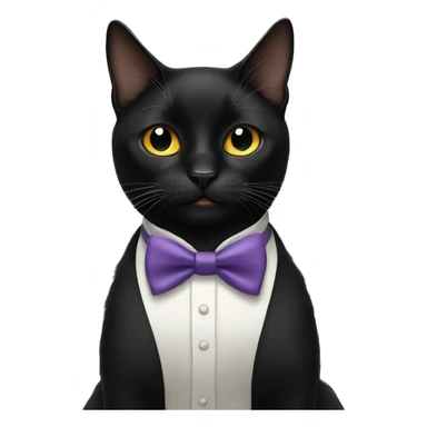 black cat wearing bow tie sticker