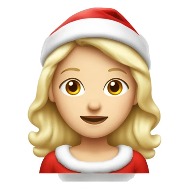 White blond girl as santa claus With hat  sticker