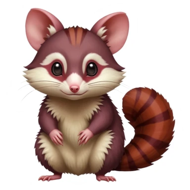 Dark Brownish red soft natural realistic romantic vintage antique divine beautiful elegant pretty precious cute young youthful  Fakémon-Pokémon-alien-Furret-opossum-feline-rodent-hybrid-creature (full body) sticker