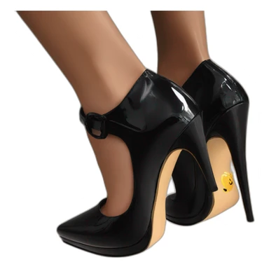 One view back Black Patent Leather Daffodile Platform Heels sticker