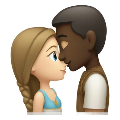 Balinese dark-skinned guy kisses a white-skinned Russian girl but with brown hair sticker