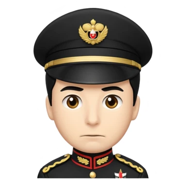 Un emoji di un carabiniere con il grado da carabiniere con uniforme nera, il soggetto deve essere un maschio con capelli neri sticker