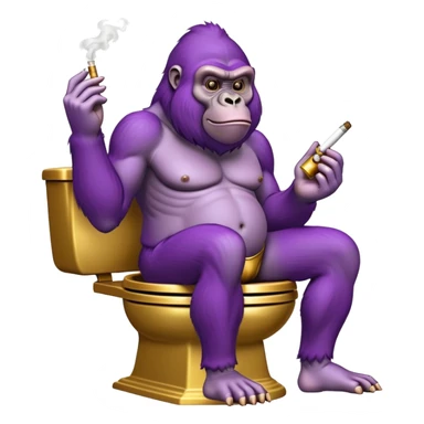Purple gorilla on a golden toilet smoking weed sticker