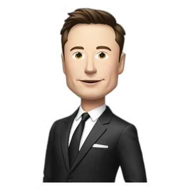 elon musk with a suit standing near tesla model x sticker