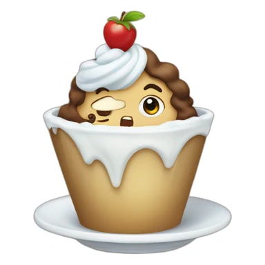 a big lady without tooth is eating a cupcate sticker