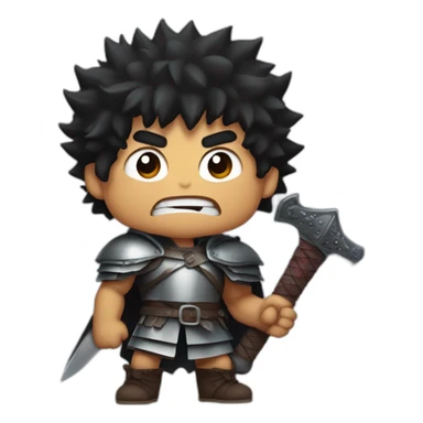 angry berserk guts carrying a huge sword on his shoulder sticker