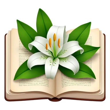 book with a lily flower tucked in book sticker