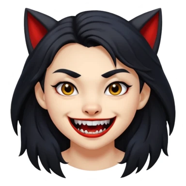 Werewolf black hair girl with a smile sticker