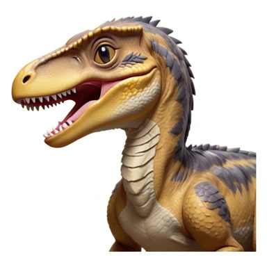 Cinematic Cute Yawning jurassic park Velociraptor Portrait Emoji, Head tilted slightly with a dramatic, wide-open yawn, showcasing a lean, powerful body with a relaxed snout and sleepy, half-closed eyes that hint at both ferocity and fatigue, Simplified yet irresistibly cute features, highly detailed, glowing with a soft, cozy prehistoric glow, high shine, relaxed yet expressive, stylized with a hint of whimsical ancient ease, soft glowing outline, capturing the essence of a drowsy yet endearing jurassic park Velociraptor that appears ready to stretch and yawn its way out of the screen! sticker