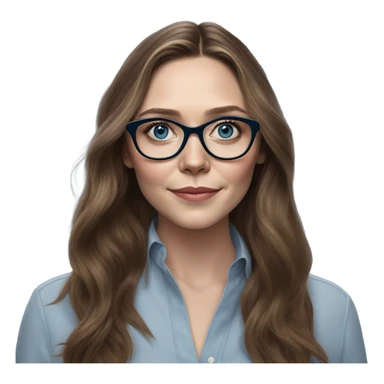 Hyper Realistic Elizabeth Olsen brunette blue eyes wearing glasses  sticker