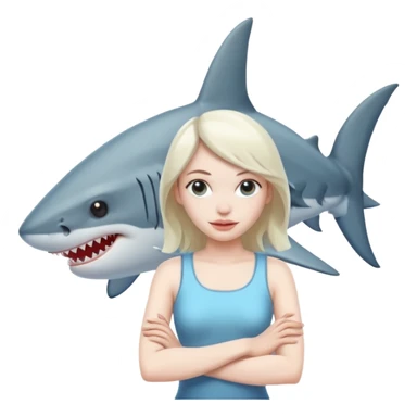 beautiful girl with a shark head and arms sticker