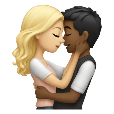 Blonde white girl kissing white black hair boyfriend  sticker