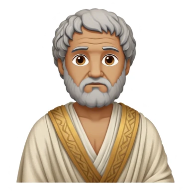 Cinematic Realistic portrait of Aristotle the philosopher, depicted as a wise, contemplative figure in detailed ancient Greek attire, with a textured draped robe and thoughtful expression, bathed in soft classical lighting that highlights his timeless intellect. sticker