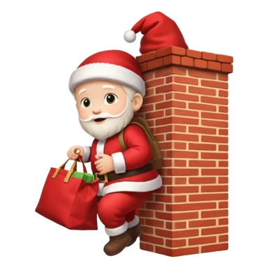 baby Santa Claus is carrying a bag of presents and climbing down the chimney. sticker