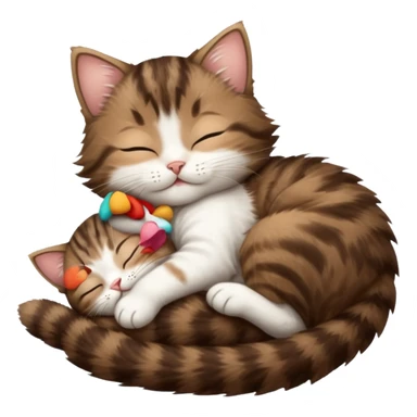 dark brown tabby and white kitten sleeping upside down on its back sticker