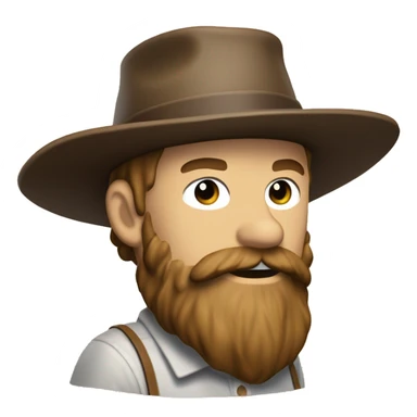 amish brown straw hat and small beard without mustache white skin brown button down shirt from the waste up holding a hammer one photo  sticker