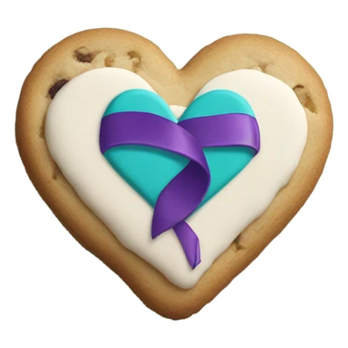 Purple teal Suicide awareness ribbon on heart cookie sticker