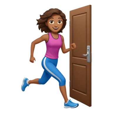 brown skinned female running out of door sticker